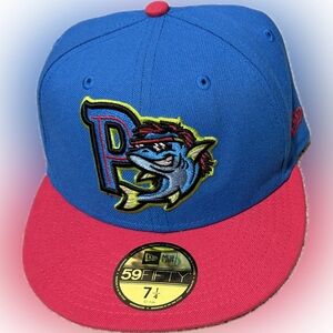 New Era Pensacola Blue Wahoos Mullets Fitted BasebalL Hat Size 7 1/4 NWT